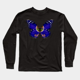 Kansas Flag Butterfly - Gift for Kansan From Kansas KS Long Sleeve T-Shirt